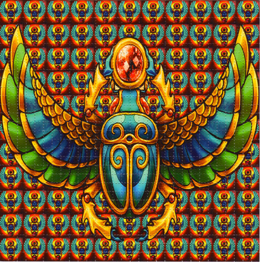 Blotter Art - acid free perforated blotter paper featuring a colorful scarab design, 7.5 x 7.5 inches with 900 perforated tabs.