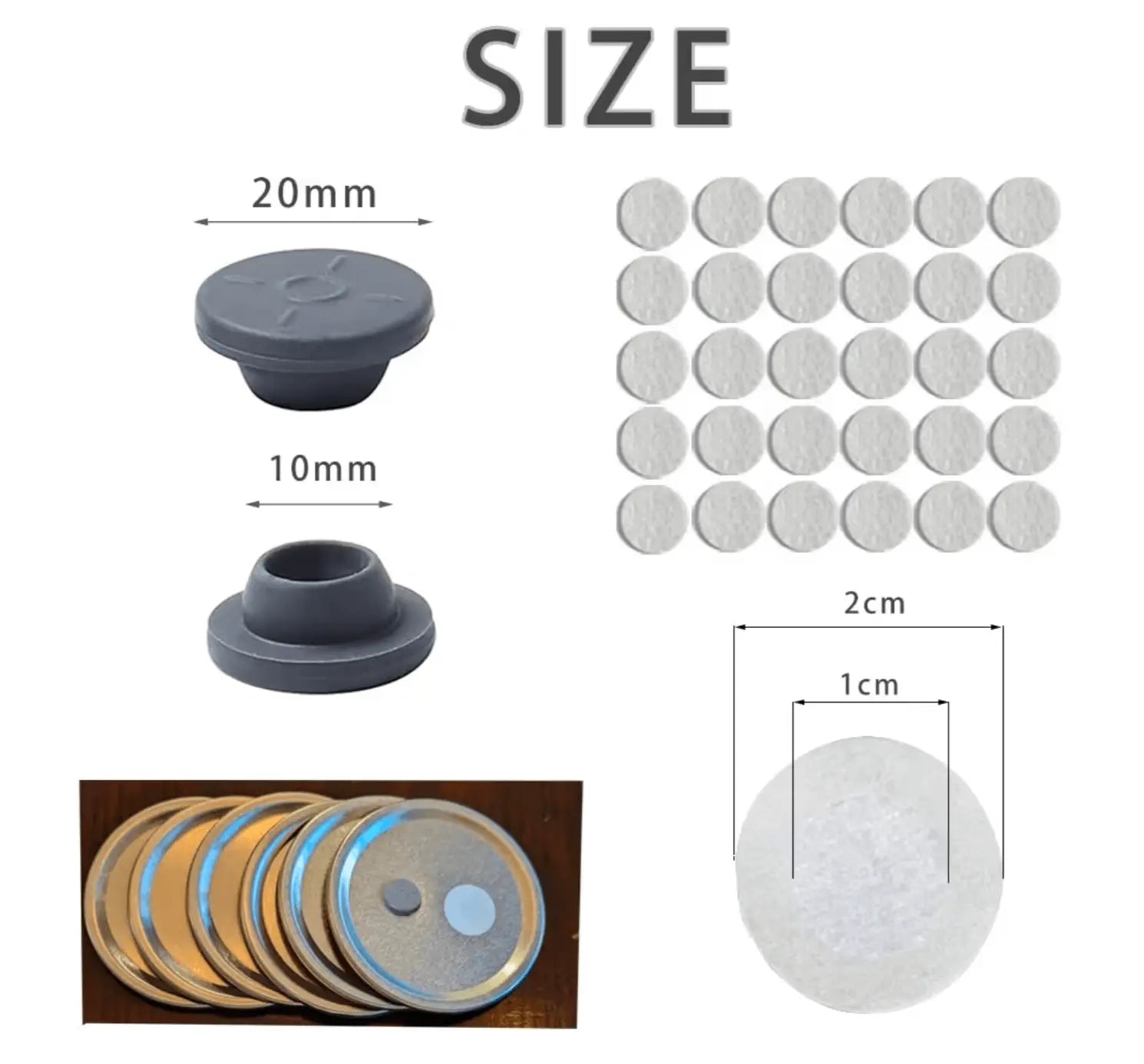 100PCS Self Healing Injection Ports and 120PCS Synthetic Filter Stickers for mycology available at Viking lab supply