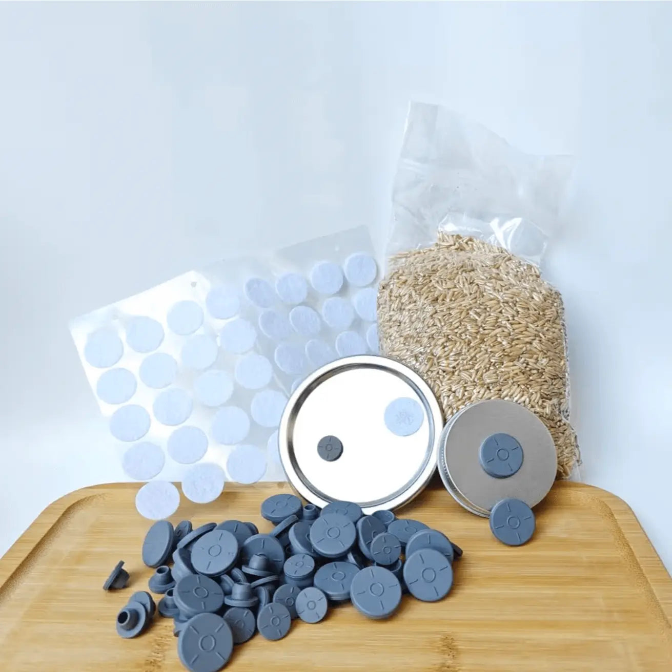 100PCS Self Healing Injection Ports and 120PCS Synthetic Filter Stickers for mycology available at Viking lab supply