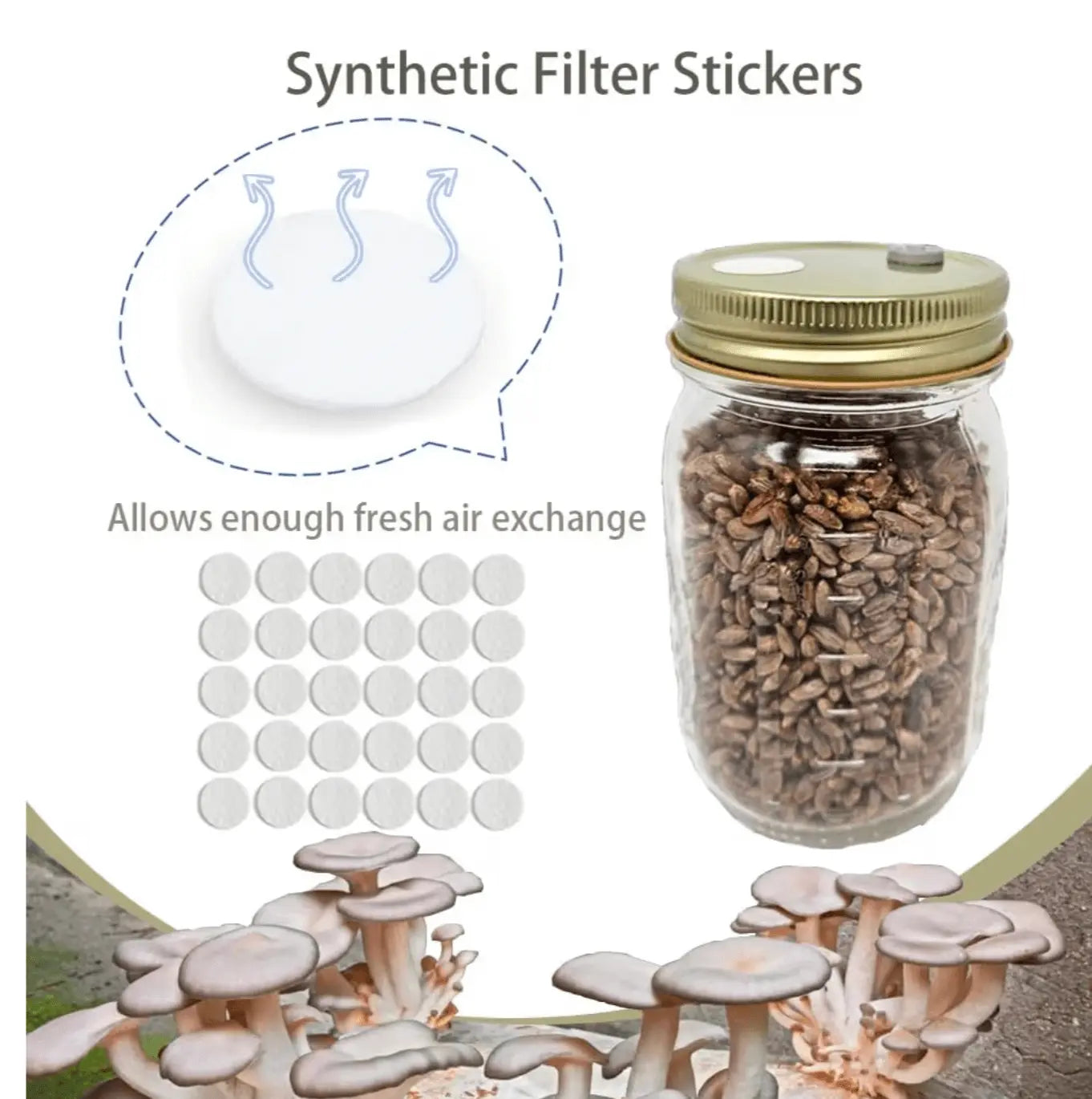 100PCS Self Healing Injection Ports and 120PCS Synthetic Filter Stickers for mycology available at Viking lab supply