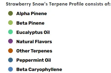 Bullet list of base terpenes that make Strawberry Snow profile