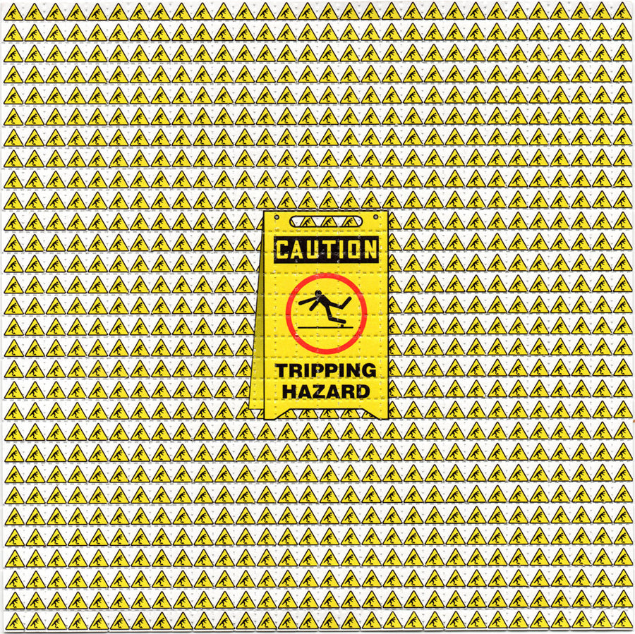 Blotter Art - acid free perforated blotter paper with caution tripping hazard design, 900 perforated tabs, high-quality cotton print.