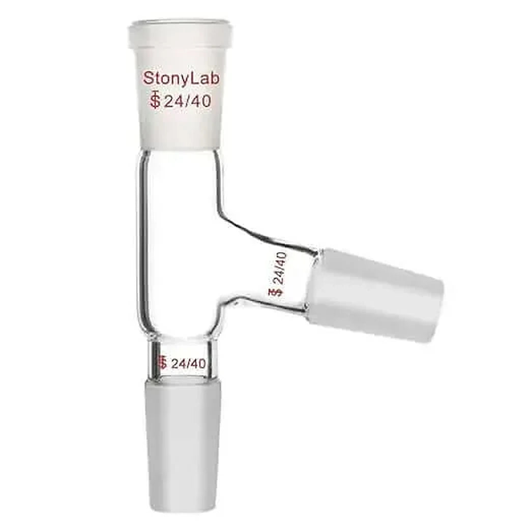 Borosilicate glass Y-joint adapter with 24/40 connections