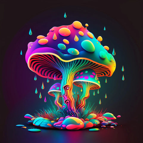 Trippy Raindrop Mushroom 4" Glossy Vinyl Sticker
