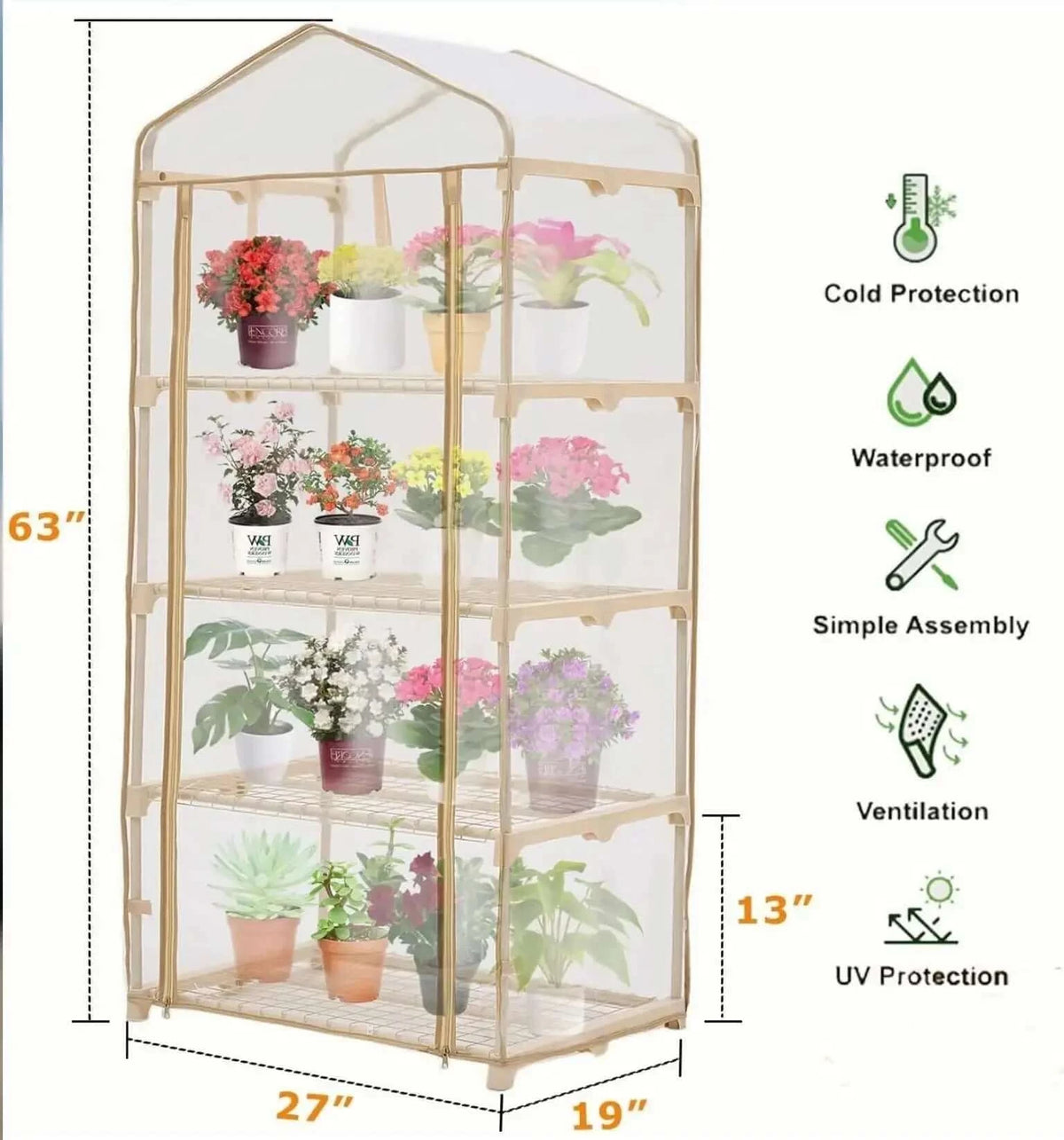 Four-tier mini greenhouse with transparent cover