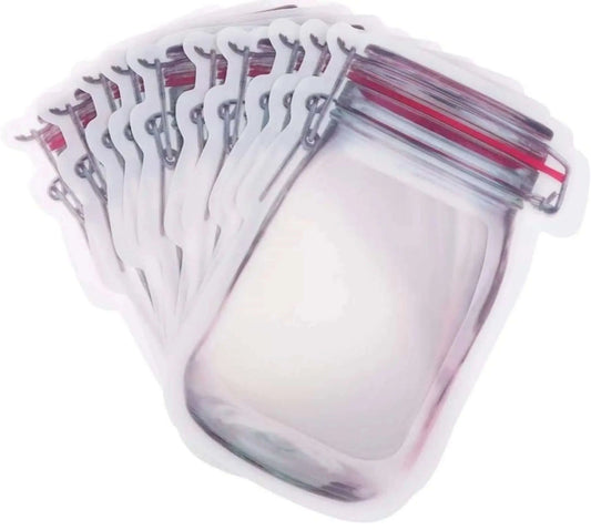 old style mason jar mylar bag reusable ziplock frosted pouches snack storage gusseted 1 ounce