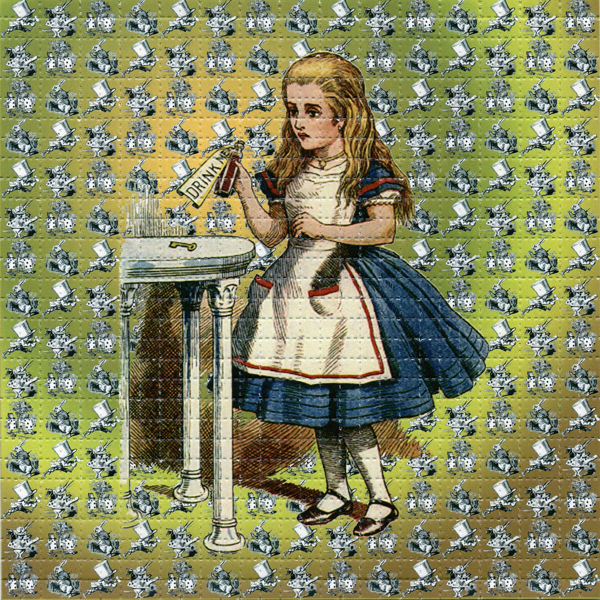 Blotter Art - acid free perforated blotter paper with vintage Alice in Wonderland design, showcasing intricate details and artwork.
