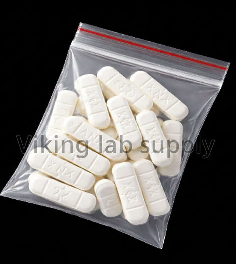Small Baggy Prank Glossy Vinyl Stickers depicting pills in a resealable bag.