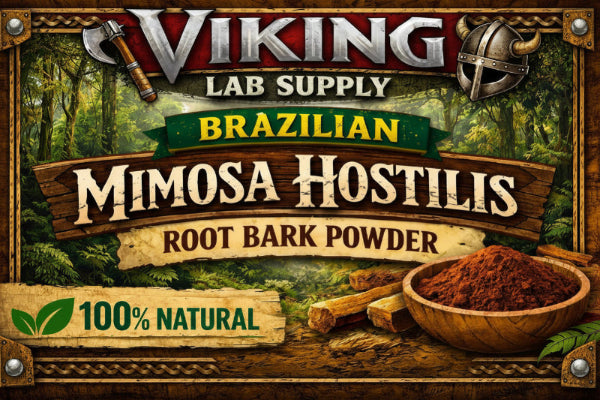 Mimosa Hostilis Inner Root Bark Powder from Viking Lab Supply, Brazilian origin, 100% natural organic dye product