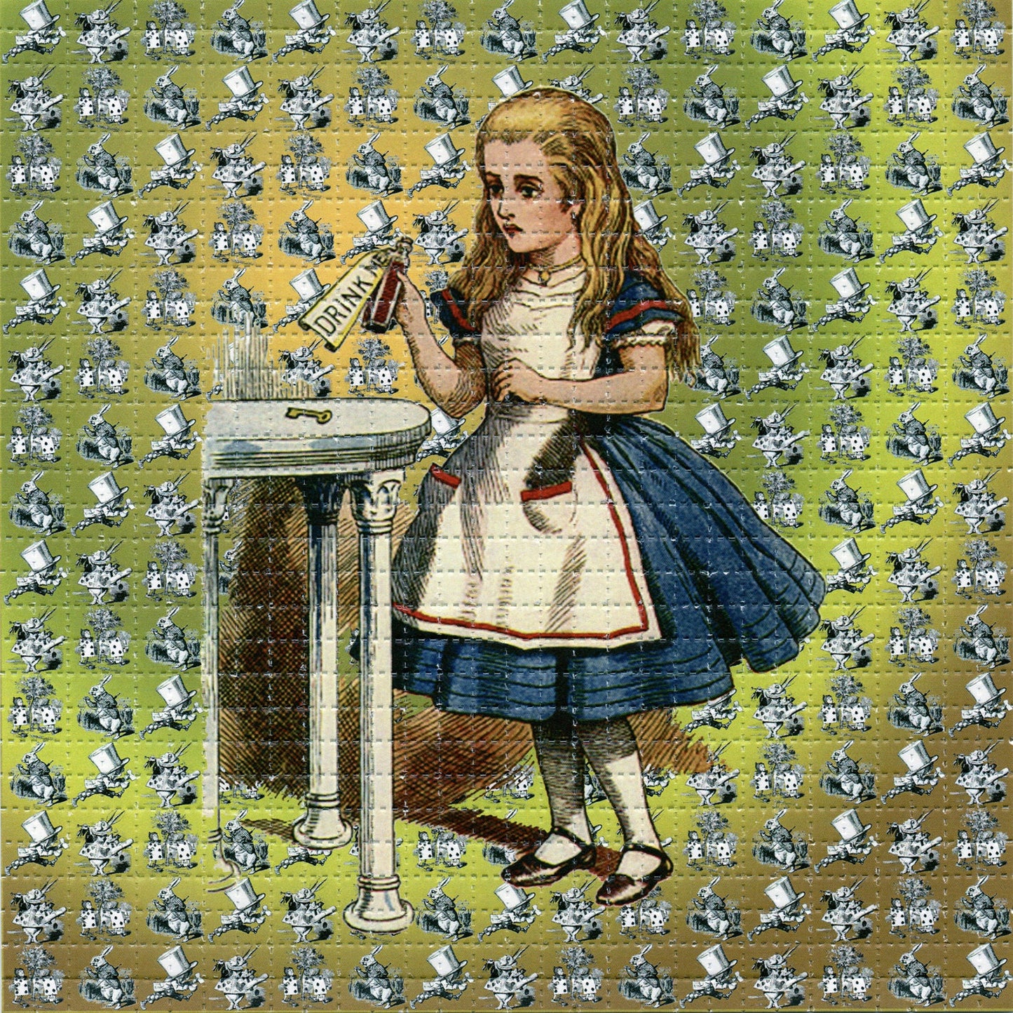 Blotter Art - acid free perforated blotter paper with vintage Alice in Wonderland design, showcasing intricate details and artwork.