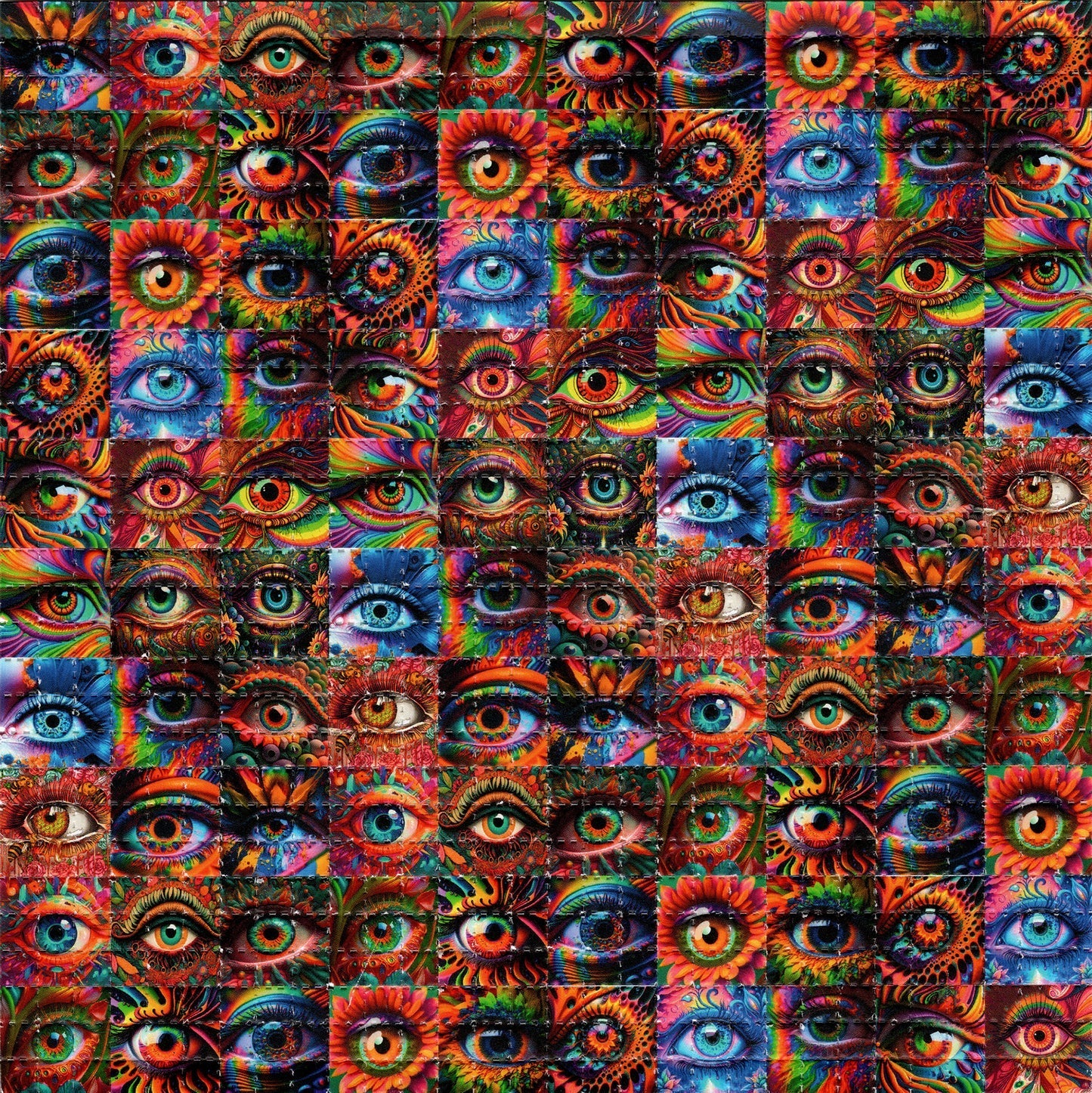 Blotter Art - acid free perforated blotter paper with vibrant eye designs, 7.5 x 7.5 inches, cotton paper, no drugs, art focus.