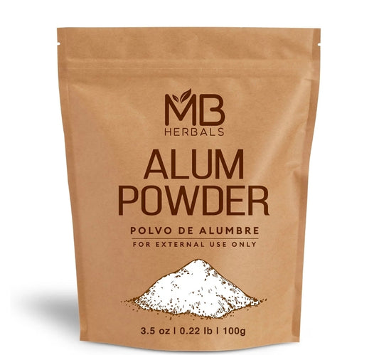 100-gram bag of alum powder mordant for textile dyeing.