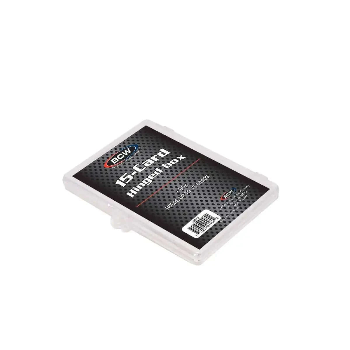 Clear hinged plastic packaging box for small flat items