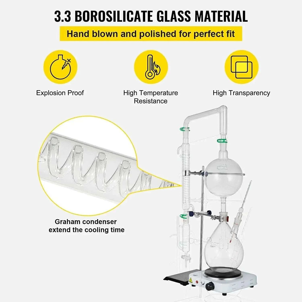 Steam Distillation Kit - 2L made of Borosilicate
