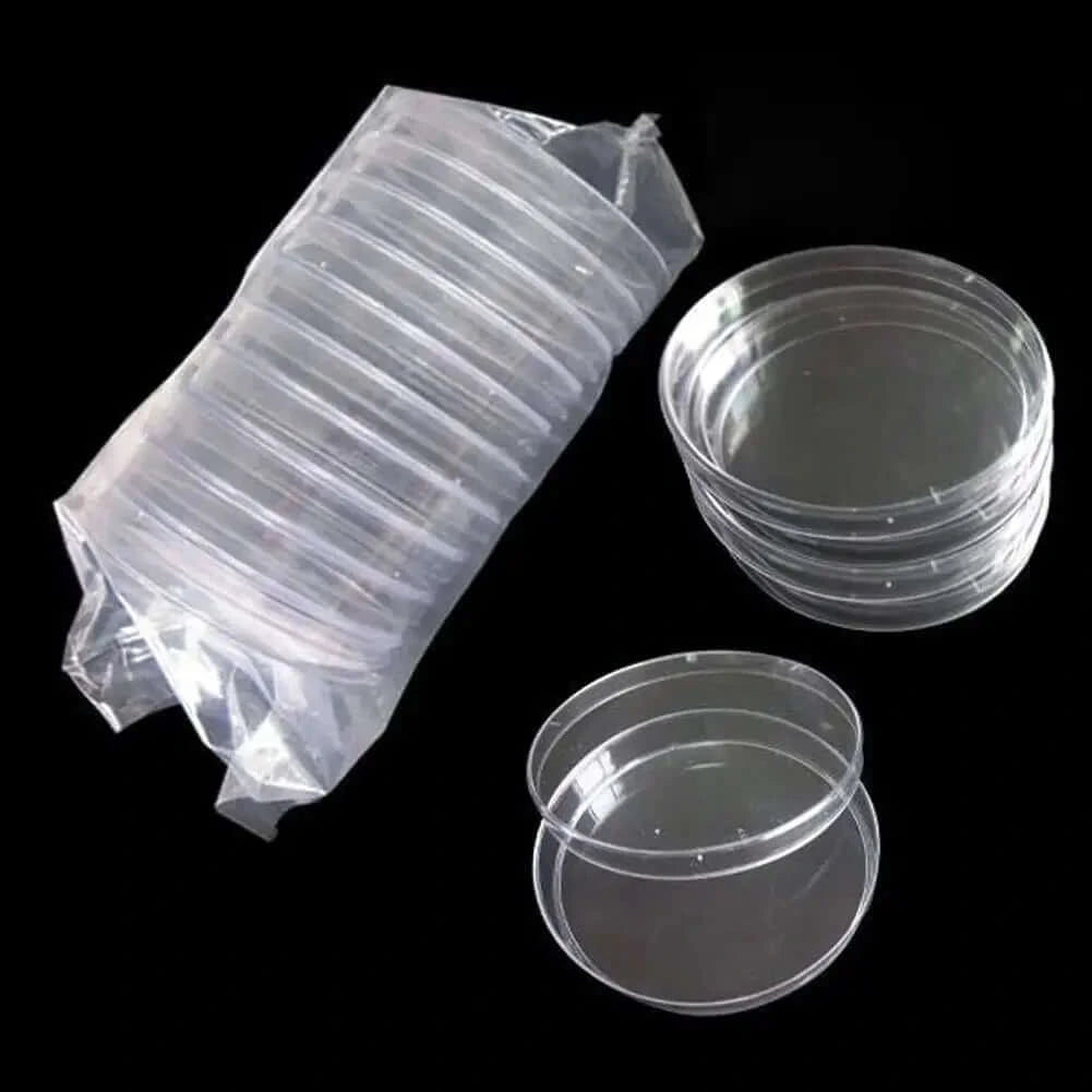 Thick Plastic Sterile Petri Dishes with Lid (10 Pack)