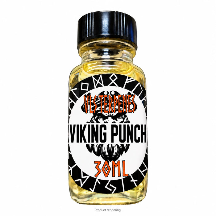 Illustrative AI rendering of Viking Punch VLS Terpenes 30mL bottle